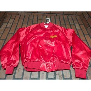 New Vintage Satin Lined Jacket Windbreaker Red Adult XL 80s Biloxi Belle Casino